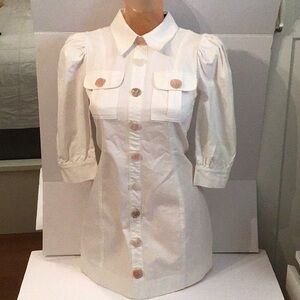 Elegant White Button-Up En Saison- Anthropology Dress NWOT